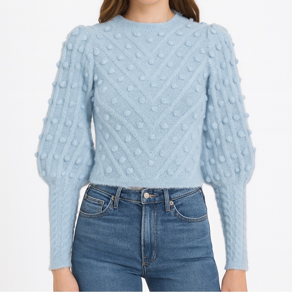 Puff Sleeve Textured Sweater The Linetal - Picture 1 of 7